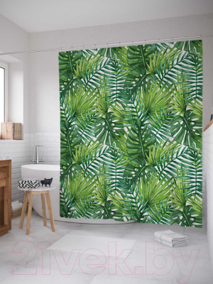 Шторка-занавеска для ванны JoyArty Тропические листья / sc_36056