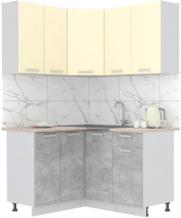 Готовая кухня Интерлиния Мила Лайт 1.2x1.4 (ваниль/бетон/травертин) - 
