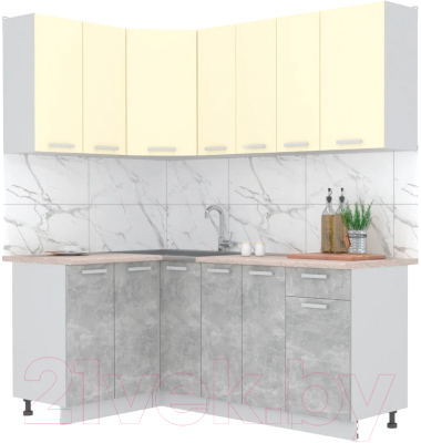 Готовая кухня Интерлиния Мила Лайт 1.2x1.9 (ваниль/бетон/травертин)