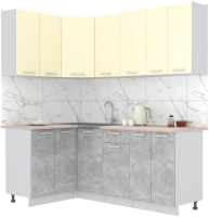 Кухонный гарнитур Интерлиния Мила Лайт 1.2x2.0 (ваниль/бетон/травертин) - 