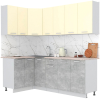 Кухонный гарнитур Интерлиния Мила Лайт 1.2x2.2  (ваниль/бетон/травертин) - 