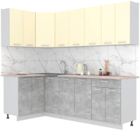 Готовая кухня Интерлиния Мила Лайт 1.2x2.4 (ваниль/бетон/травертин) - 