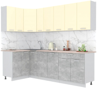 Кухонный гарнитур Интерлиния Мила Лайт 1.2x2.5 (ваниль/бетон/травертин) - 