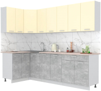 Кухонный гарнитур Интерлиния Мила Лайт 1.2x2.6 (ваниль/бетон/травертин) - 