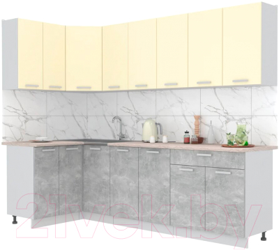 Готовая кухня Интерлиния Мила Лайт 1.2x2.6 (ваниль/бетон/травертин)