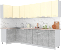 Кухонный гарнитур Интерлиния Мила Лайт 1.2x3.0 (ваниль/бетон/травертин) - 