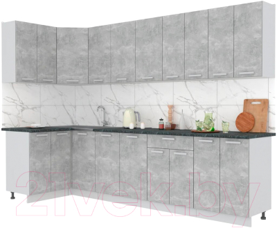 Кухонный гарнитур Интерлиния Мила Лайт 1.2x3.0 (бетон/антрацит/травертин)