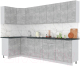 Кухонный гарнитур Интерлиния Мила Лайт 1.2x3.0 (бетон/антрацит/травертин) - 