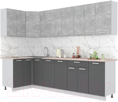 Готовая кухня Интерлиния Мила Лайт 1.2x2.8 (бетон/антрацит/травертин)