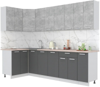 Кухонный гарнитур Интерлиния Мила Лайт 1.2x2.7 (бетон/антрацит/травертин) - 