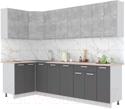 Готовая кухня Интерлиния Мила Лайт 1.2x2.7 (бетон/антрацит/травертин)