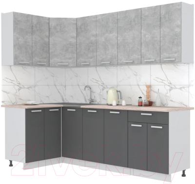 Готовая кухня Интерлиния Мила Лайт 1.2x2.4 (бетон/антрацит/травертин)