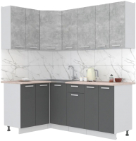 Кухонный гарнитур Интерлиния Мила Лайт 1.2x2.0 (бетон/антрацит/травертин) - 