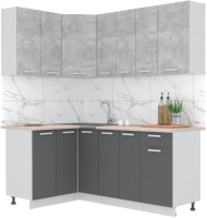 Готовая кухня Интерлиния Мила Лайт 1.2x1.9 (бетон/антрацит/травертин) - 