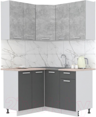 Готовая кухня Интерлиния Мила Лайт 1.2x1.4 (бетон/антрацит/травертин)