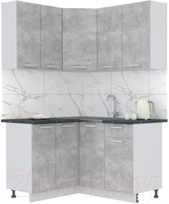 Готовая кухня Интерлиния Мила Лайт 1.2x1.4 (бетон/бетон/кастилло темный)
