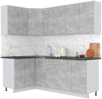 Кухонный гарнитур Интерлиния Мила Лайт 1.2x2.2 (бетон/бетон/кастилло темный) - 