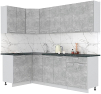 Кухонный гарнитур Интерлиния Мила Лайт 1.2x2.4 (бетон/бетон/кастилло темный) - 
