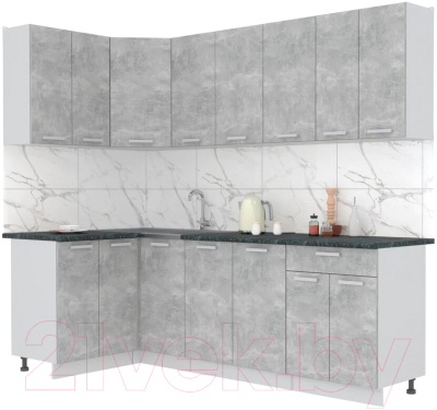 Готовая кухня Интерлиния Мила Лайт 1.2x2.4 (бетон/бетон/кастилло темный)