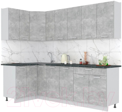 Кухонный гарнитур Интерлиния Мила Лайт 1.2x2.5 (бетон/бетон/кастилло темный)