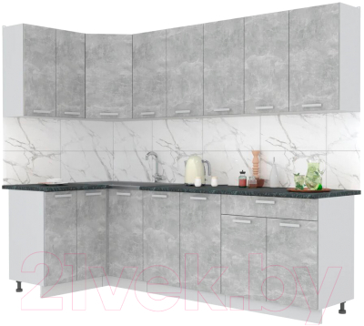 Готовая кухня Интерлиния Мила Лайт 1.2x2.6 (бетон/бетон/кастилло темный)