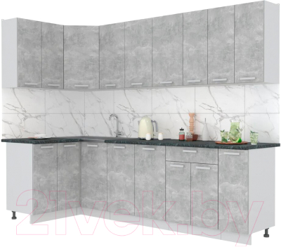 Готовая кухня Интерлиния Мила Лайт 1.2x2.7 (бетон/бетон/кастилло темный)