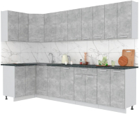 Кухонный гарнитур Интерлиния Мила Лайт 1.2x3.0 (бетон/бетон/кастилло темный) - 
