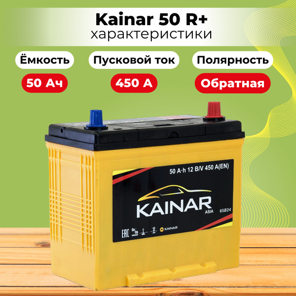 Автомобильный аккумулятор Kainar Asia 50 JR+ с бортом 450A / 045 24 42 03 0031 40 41 0 L (50 А/ч)