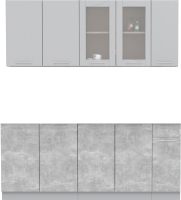 Кухонный гарнитур Интерлиния Мила 19 (серебристый/бетон/бискайская сосна) - 