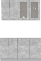 Кухонный гарнитур Интерлиния Мила 14-60 (бетон/бетон/кастилло темный) - 