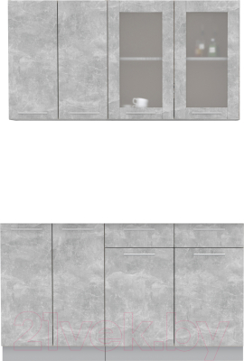 Готовая кухня Интерлиния Мила 14-60 (бетон/бетон/кастилло темный)