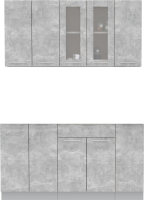 Кухонный гарнитур Интерлиния Мила 15 (бетон/бетон/кастилло темный) - 