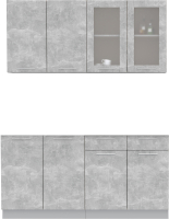 Кухонный гарнитур Интерлиния Мила 16 (бетон/бетон/кастилло темный) - 