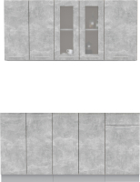 Кухонный гарнитур Интерлиния Мила 16-60 (бетон/бетон/кастилло темный) - 