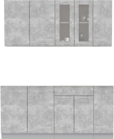 Кухонный гарнитур Интерлиния Мила 17 (бетон/бетон/кастилло темный) - 