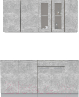 Кухонный гарнитур Интерлиния Мила 17 (бетон/бетон/кастилло темный)