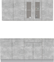 Кухонный гарнитур Интерлиния Мила 18 (бетон/бетон/кастилло темный) - 