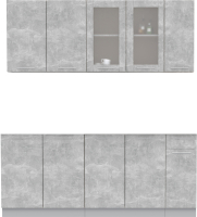 Кухонный гарнитур Интерлиния Мила 19 (бетон/бетон/кастилло темный) - 