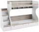 Двухъярусная кровать детская ТриЯ Ривьера СМ 241.11.12 с приставной лестницей (дуб бонифацио/белый) - 