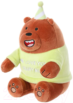 

Мягкая игрушка Miniso, We Bare Bears. Гризли в шапочке день рождения / 3907