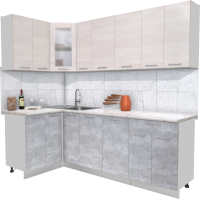 Кухонный гарнитур Интерлиния Мила 12x23 (вудлайн кремовый/бетон/бискайская сосна) - 