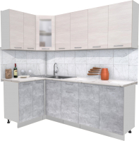 Кухонный гарнитур Интерлиния Мила 12x22 (вудлайн кремовый/бетон/бискайская сосна) - 