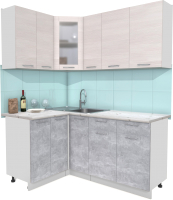 Кухонный гарнитур Интерлиния Мила 12x17 (вудлайн кремовый/бетон/бискайская сосна) - 