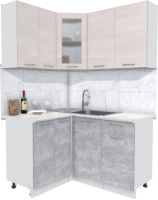 Кухонный гарнитур Интерлиния Мила 12x14 (вудлайн кремовый/бетон/бискайская сосна) - 
