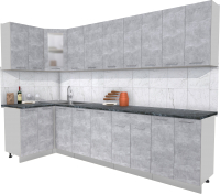 Кухонный гарнитур Интерлиния Мила 12x30 (бетон/бетон/кастилло темный) - 