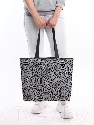 Пляжная сумка JoyArty Черно-белые завитки / bsz_46760