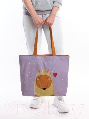 Пляжная сумка JoyArty Милая лисичка в шапке / bsz_290617