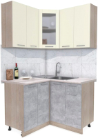 Кухонный гарнитур Интерлиния Мила 12x12 (ваниль/бетон/травертин) - 