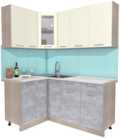 Кухонный гарнитур Интерлиния Мила 12x17 (ваниль/бетон/травертин) - 