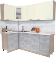 Кухонный гарнитур Интерлиния Мила 12x21 (ваниль/бетон/травертин) - 